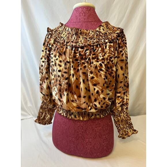 Patrizia Luca Milano Mixed Animal Print Off-Shoulder Mid-Crop Top Large - Picture 3 of 7